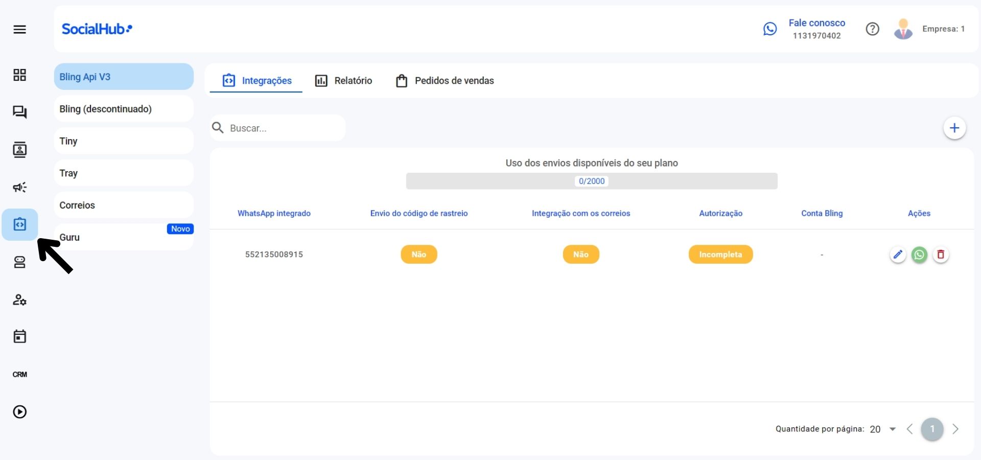 Bling - Como integrar com a Socialhub? 3 - Socialhub - Para todos os Negócios 1 - Socialhub - Para todos os Negócios